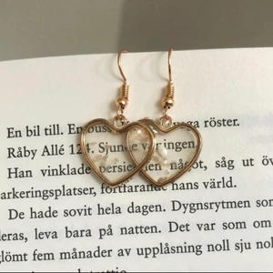 öronhängen i guld - fina hjärt öronhängen i guld, form av ett hjärta och inuti genomskinligt med små blad✨frakt ingår ej