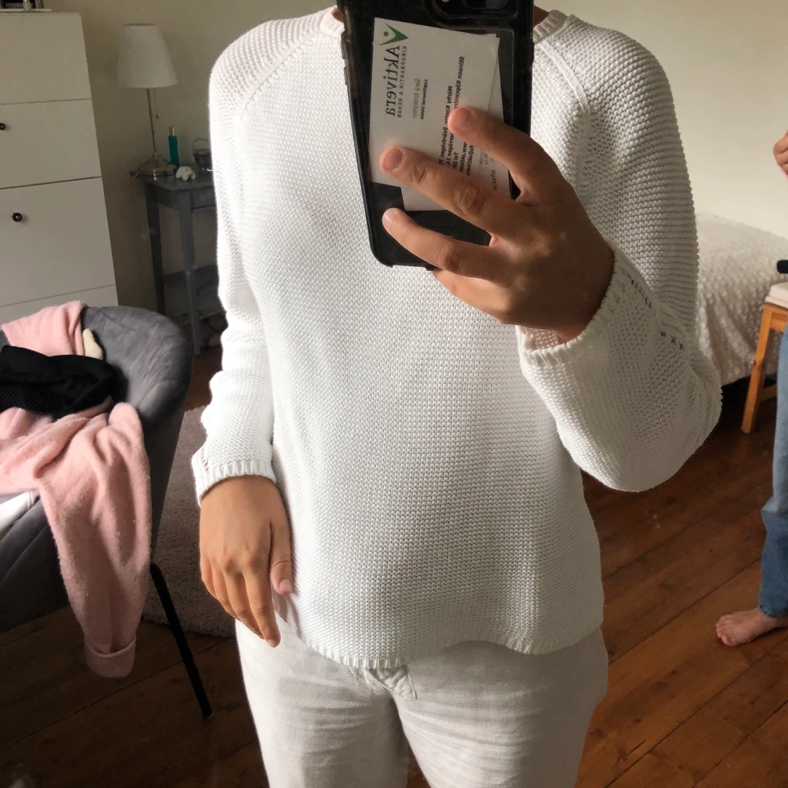 Vit stickad tröja från Zara - 90