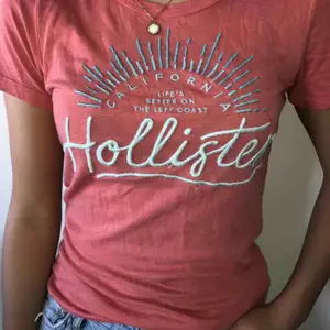 Fin men välanvänd Hollister t-shirt i bra skick med text och detaljer över brösten. Köparen står för frakt.