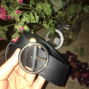  - ett midjeskärp från H&M i läderimitation, med metallspänne i guld. använt 1-2 gånger. originalpris 99:-