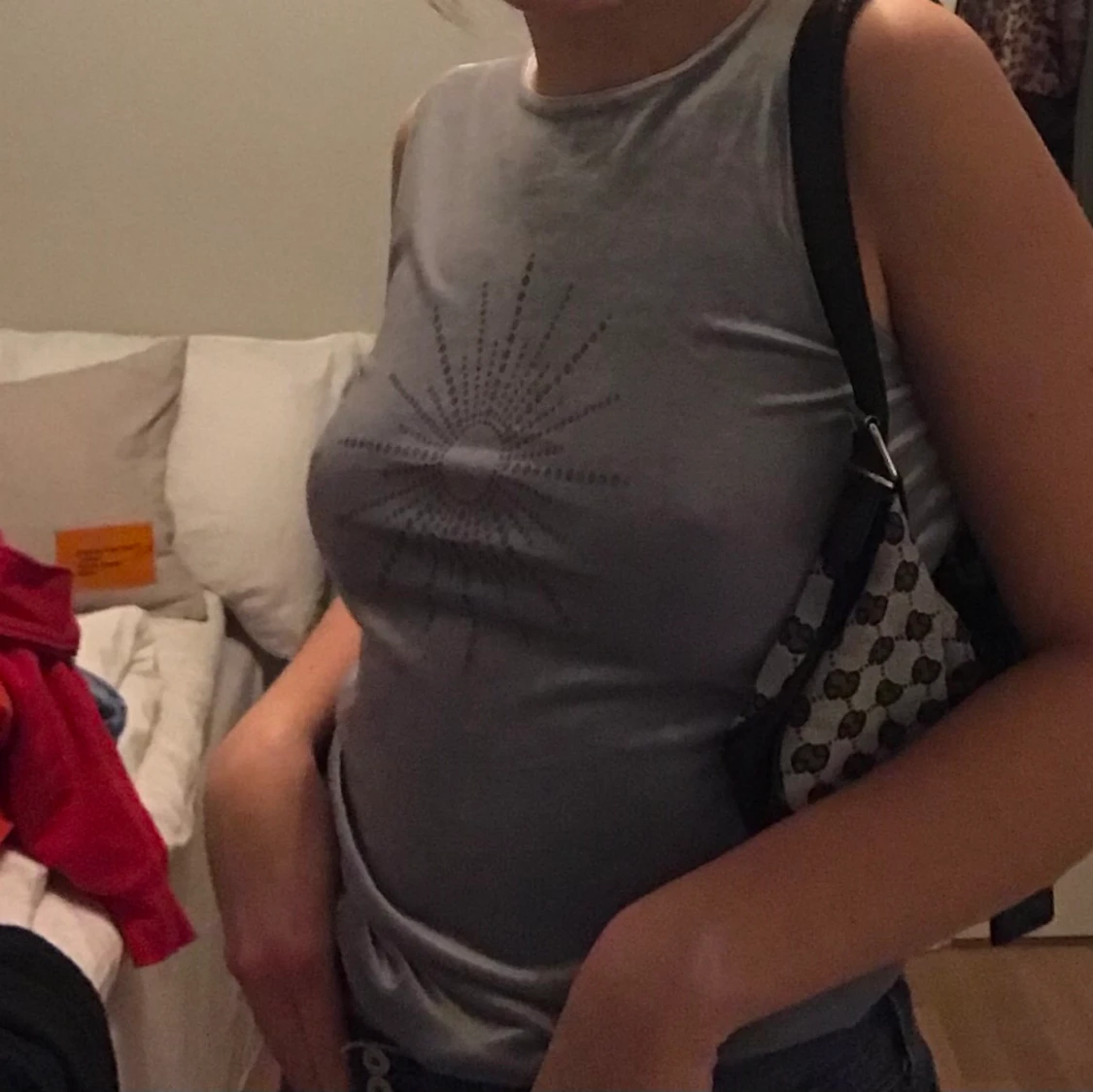 Sammets linne med tryck - 90