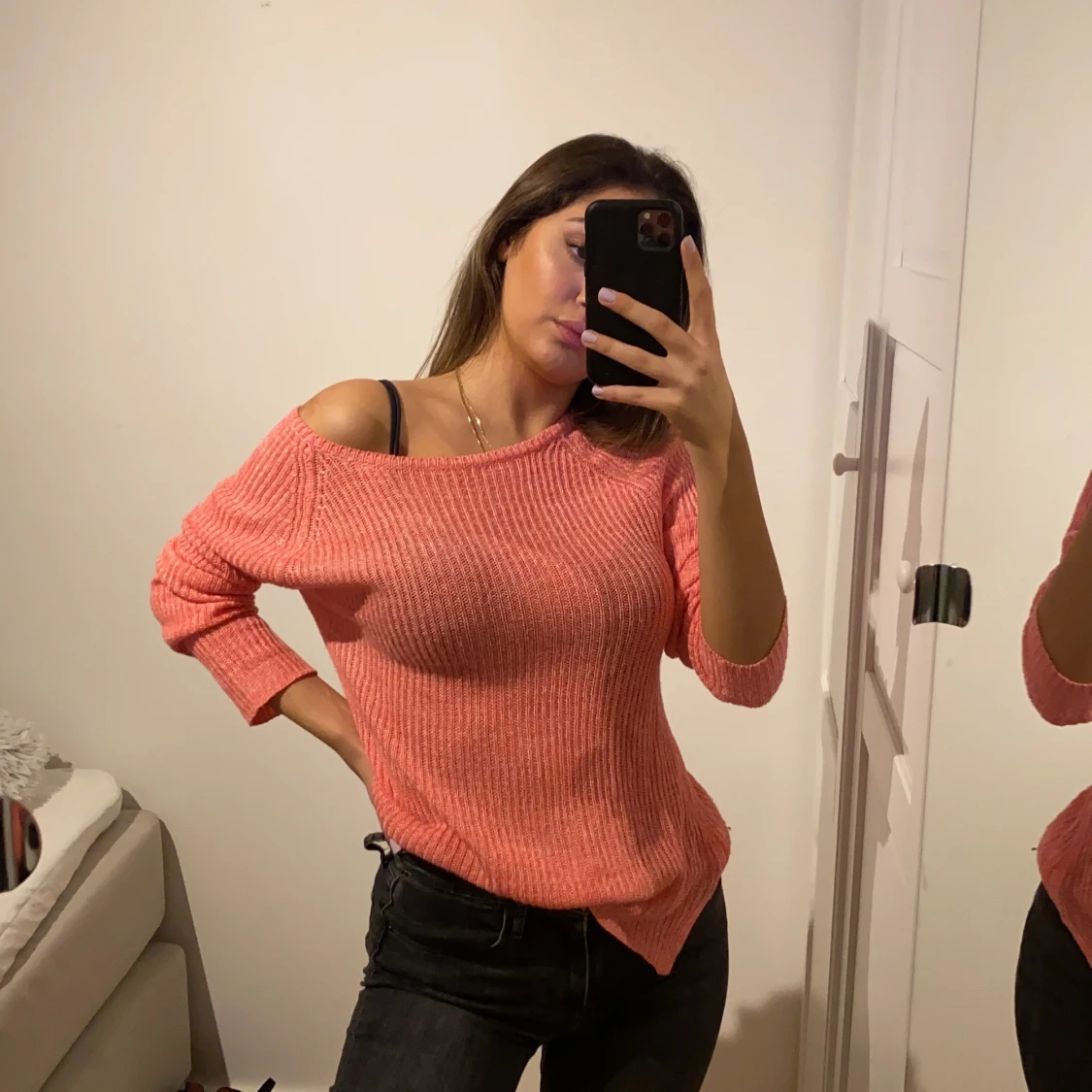 Rosa tröja stickad - 91