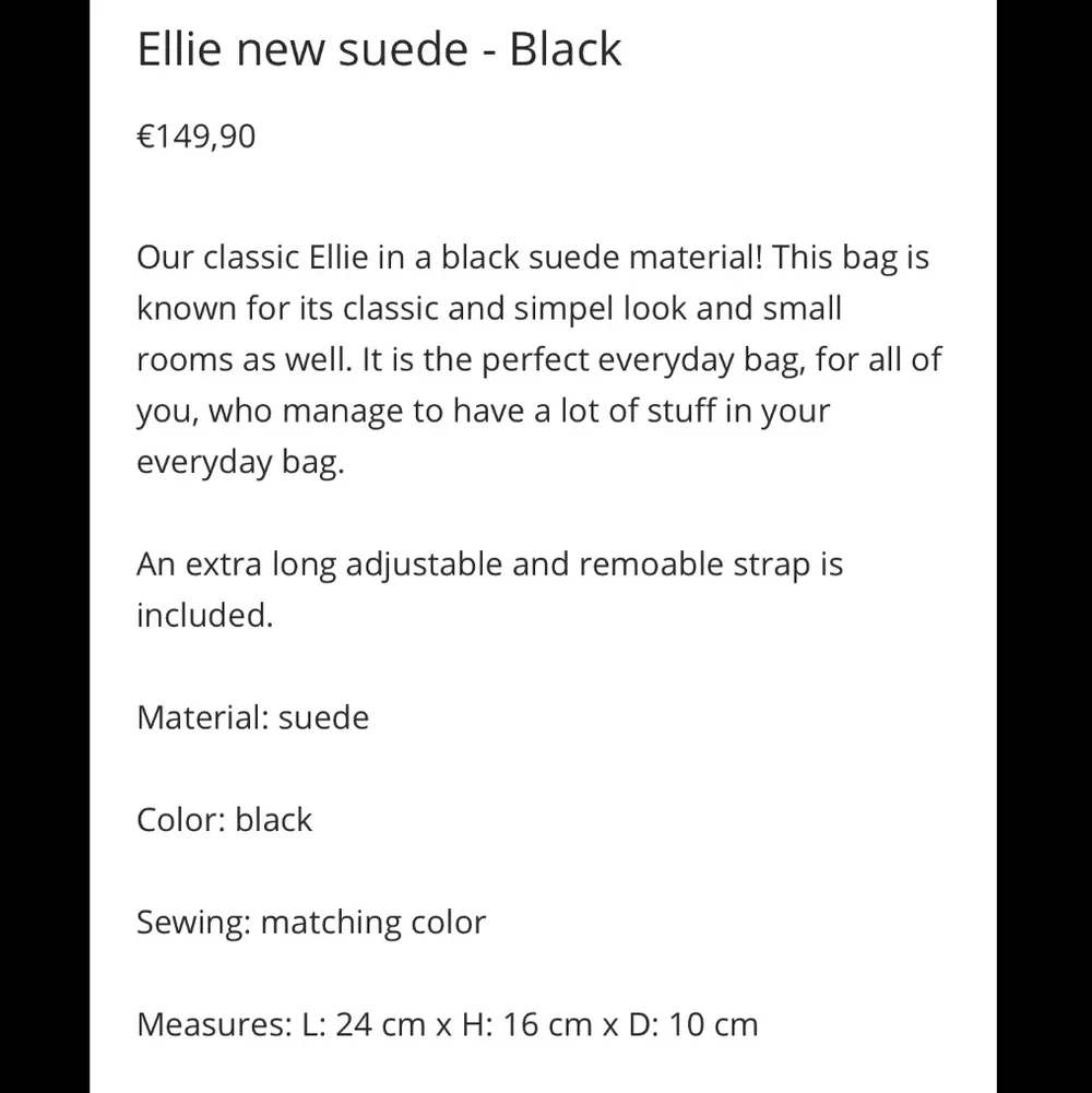 Väska från Núnoo i modellen Ellie new suede Black. Sparsamt använd så den ser knappt använd ut! . Väskor.