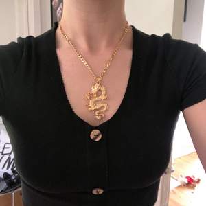 Coolt halsband med en guld drake. Säljs för det aödrig använts