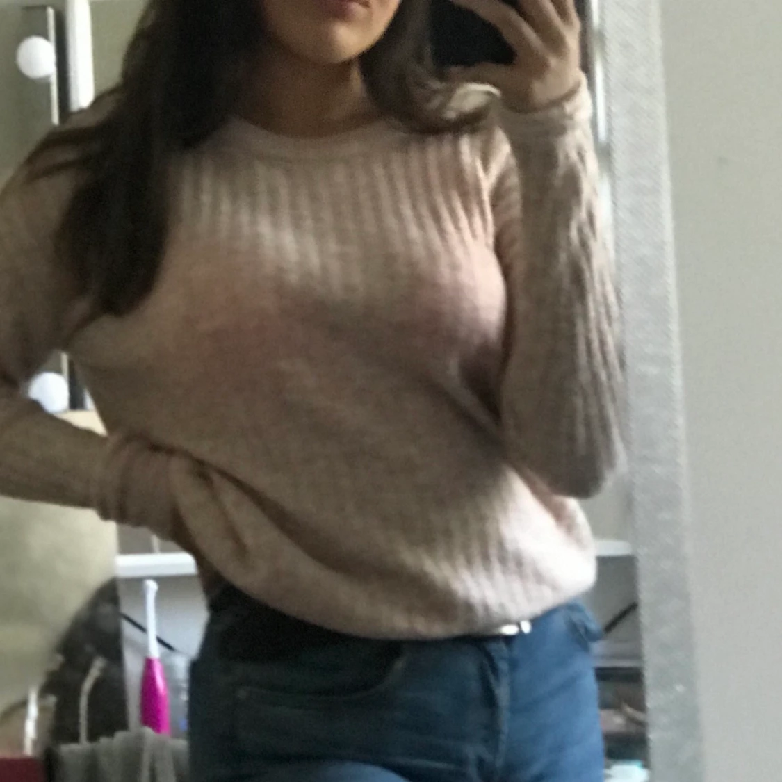 Baby rosa stickad tröja - 90