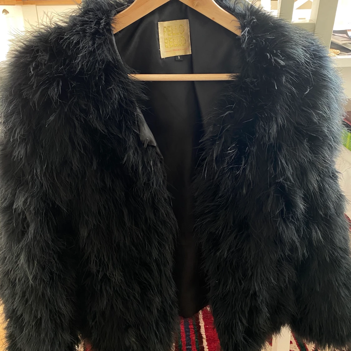 Äkta Päls/fjäder jacka storlek S