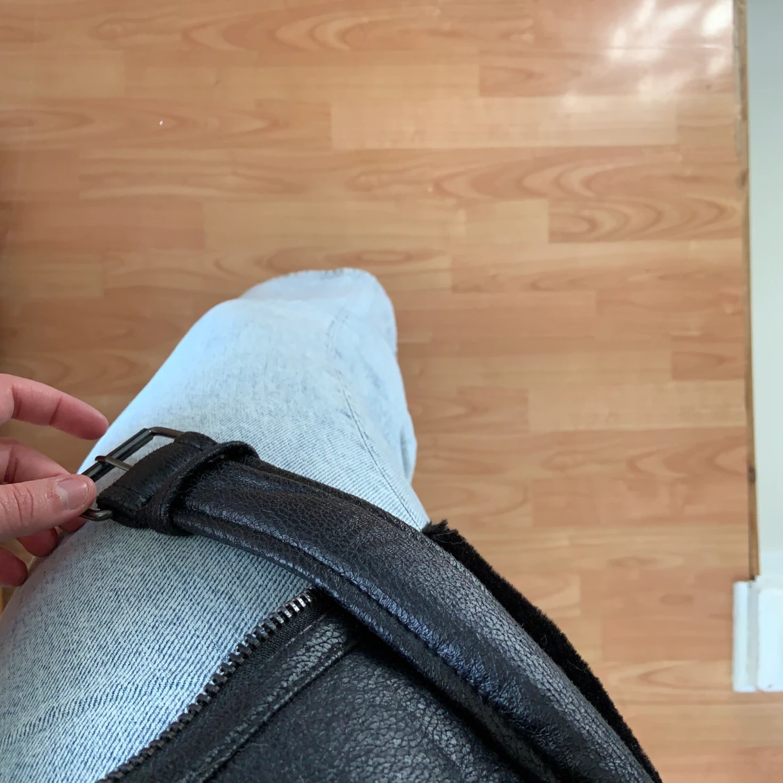 Läderjacka med fusk päls  - 91