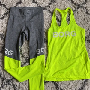 Björn Borg träningsset - Snyggt och oanvänt träningsset i neon/grått från Björn Borg ⭐️ möter upp i centrala Stockholm eller köpare står för frakt 💫 