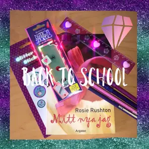 Back to school bundle💜 Bok (den är jättebra!), pennor, klistermärken, linjal, tejp & klisterknapp att sätta på hemknappen på telefonen. FRAKT INGÅR💜💚💜
