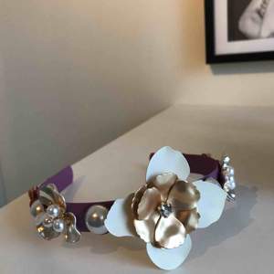 ASOS DESIGN headband with floral and pearl embellishment in pastel lilac