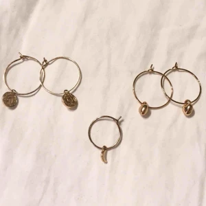  - Guldiga örhängen med mynt, hjärtan och måne 💸 Finns i Kalmar men kan fraktas, meddela mig för mer info, bilder osv 💸