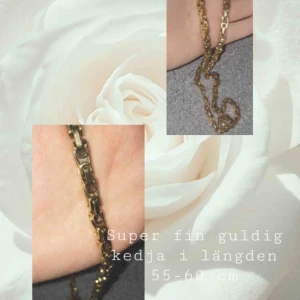  - Jättefin guldig kedja. Det är ett halsband och det är i nyskick och använt få gånger 💕 hör av er om frågor! (Jag står för frakten). Passar bra till öppen skjorta eller blus 