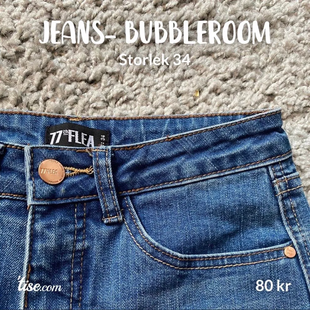 Superfina jeans ifrån Bubbleroom. Storlek 34, passar xs / s skulle jag säga.  Helt oanvända, endast testade 🌱✨ Köparen betalar frakt 🌼. Jeans & Byxor.