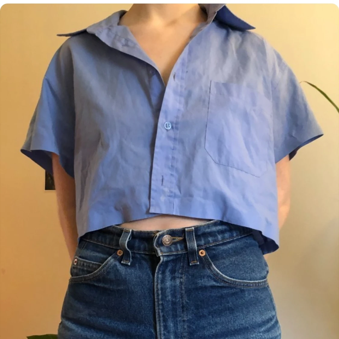 Cropped kortärmad stjorta - 90