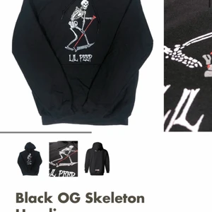 Lil peep black OG Skeleton Hoodie - Säljer min Lil peep hoodie som är använd circa 2 gånger pga för liten för mig. Org priset är 650 kr och sen me tull och frakt var det ca 1000. Buda gärna i kommentarerna🥰  