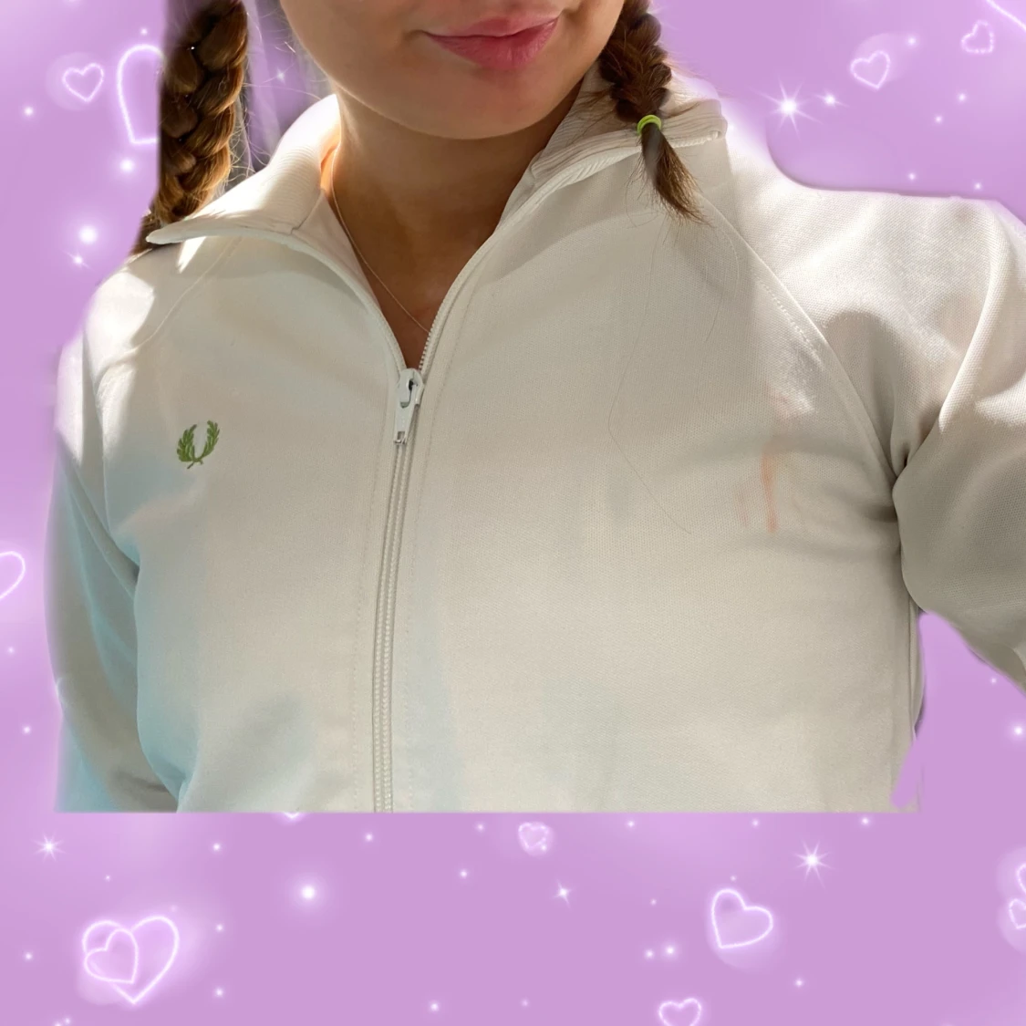 Vit kofta med gröna detaljer - 90