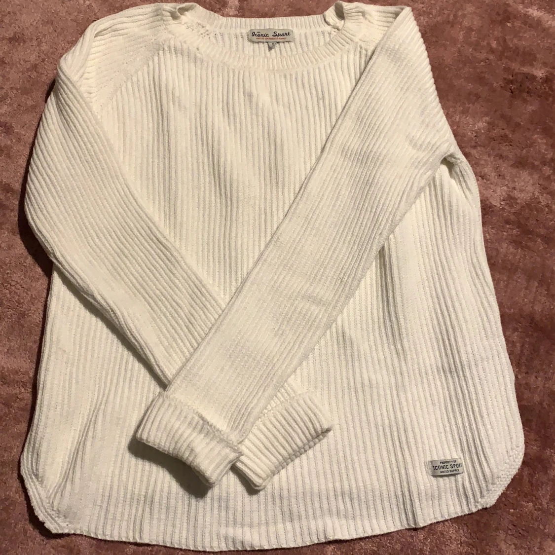 Vit stickad tröja S 