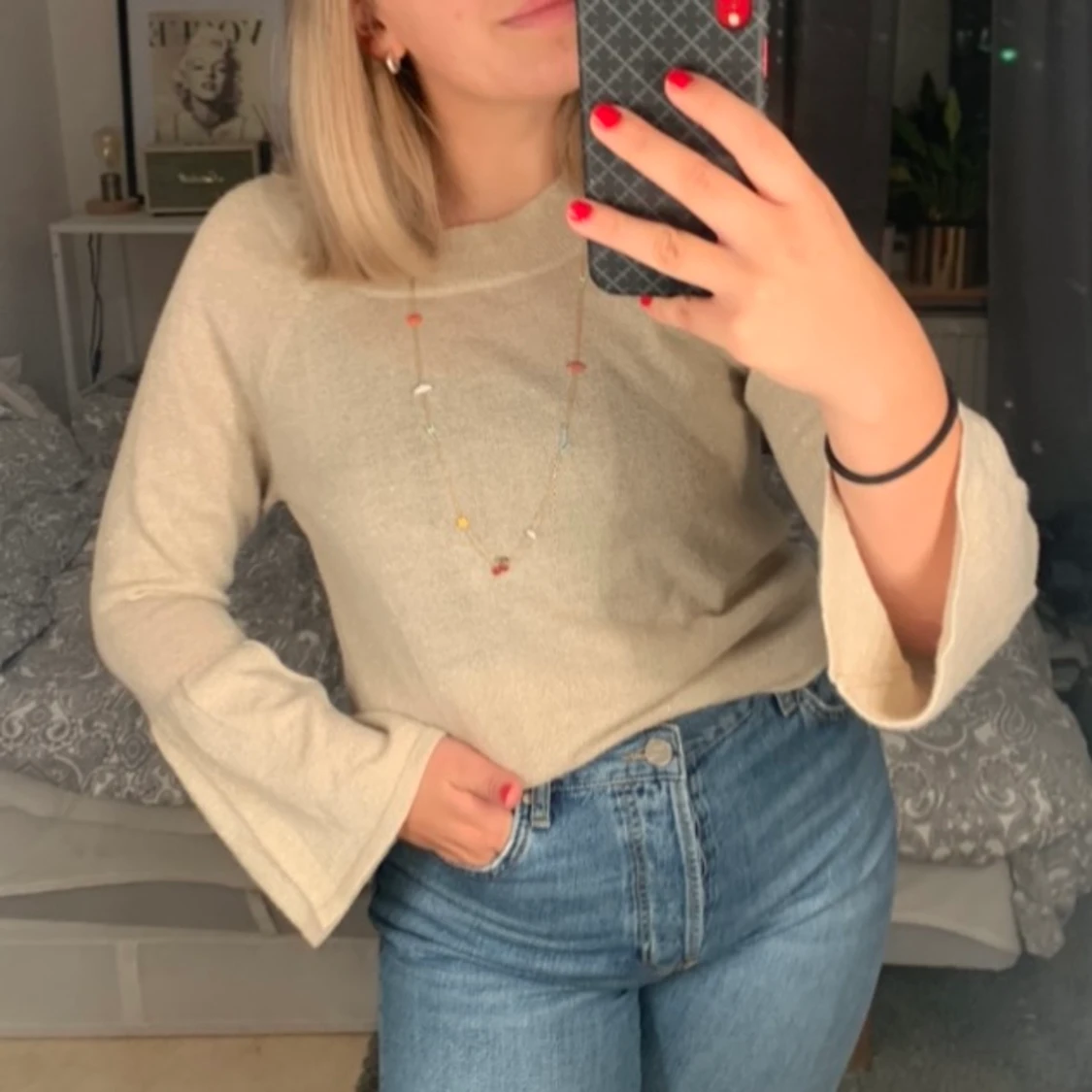 Söt långärmad tröja, strl M - 90