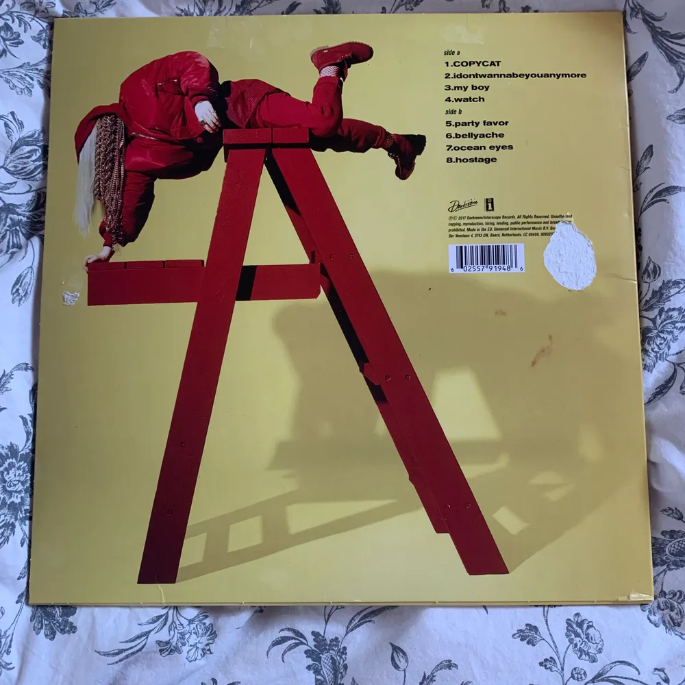 Billie eilish vinylskiva! Fodralet är lite skadat men skivan är i toppskick🍇. Övrigt.