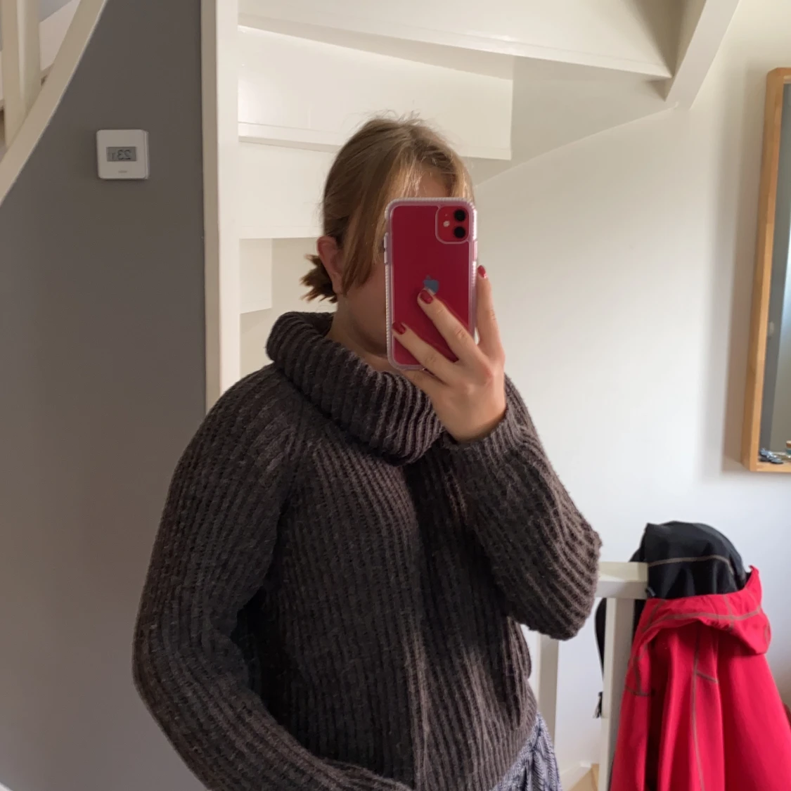 Mörkgrå stickad tröja  - 90