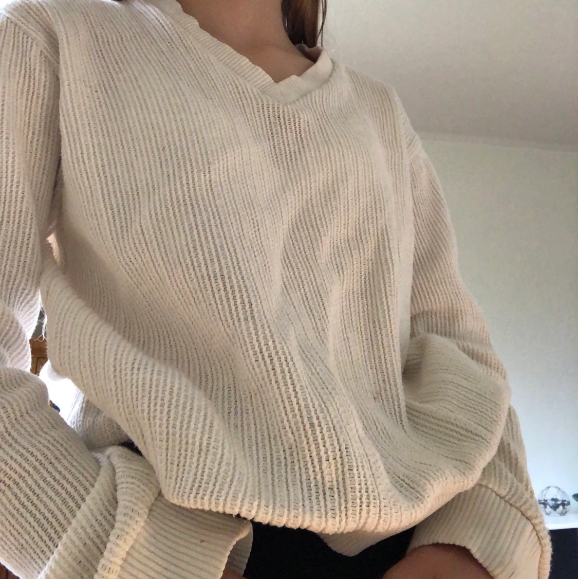 Vit stickad tröja - 90