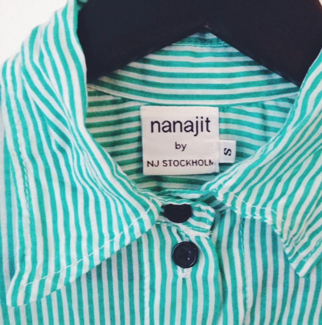 Handmade green striped Shirt 100%cotton