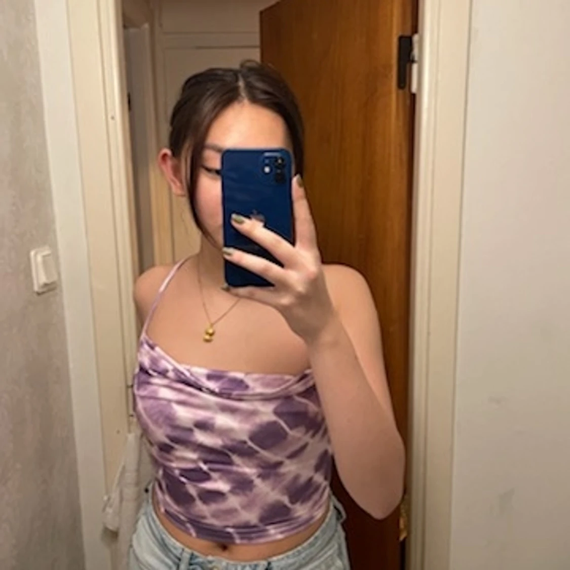 Tie dye batik Topp med snörning 