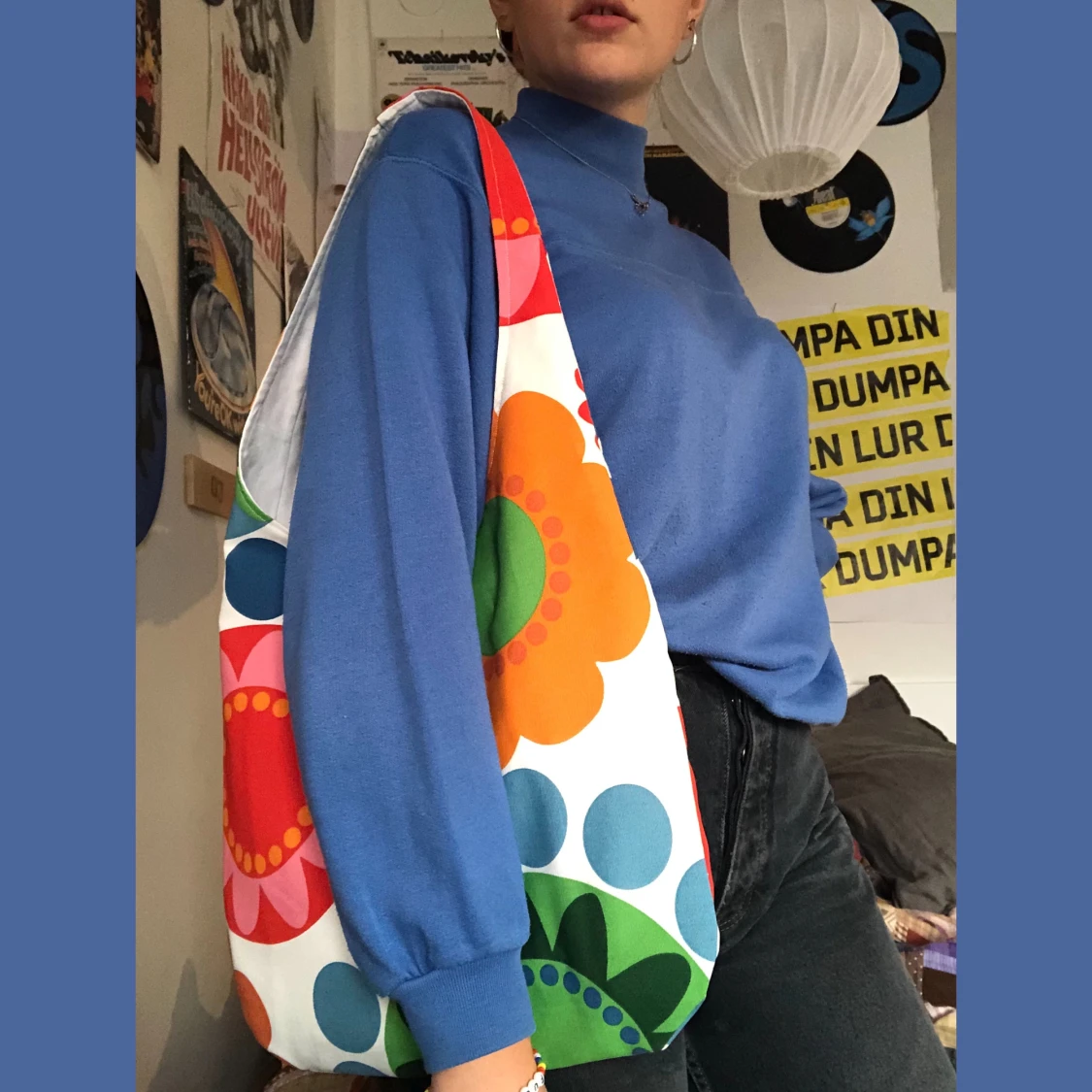 Handgjord färgglad tygväska - 90