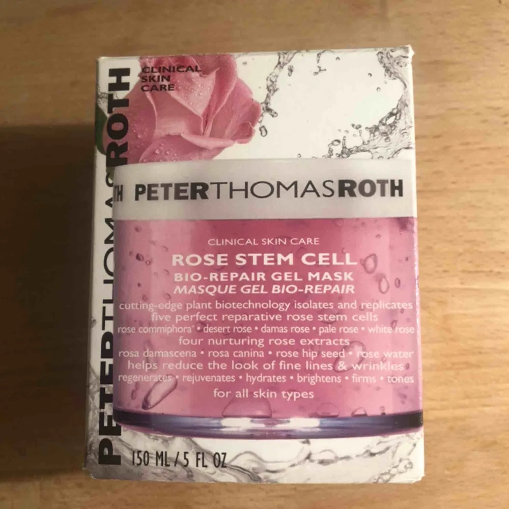 Peter Thomas Roth- Rose stem cell bio repair gel mask.  En otroligt grym ansiktsmask som ger lyster. Använd ett par gånger men nästan 90% av masken finns kvar.. Övrigt.