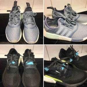  - Ljusblå adidas nmd i stl 38 Anv fåtal ggr  Pris 550kr  Nypris 1299kr Svarta adidas pod i stl 38,5 Anv 3 ggr  Pris 500kr  Nypris 999kr 