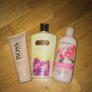  - Hugo BOSS body lotion hälften kvar Nypris:299 kr mitt pris 140 kr Victoria secret body lotion simply breathless. Hälften kvar nypris:159 kr mitt pris 50 kr St.andrew  body lotion Nästan full nypris 165 kr mitt pris 50 kr Allt tillsammans: 200 kr