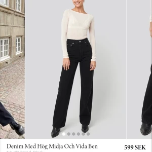 Vida byxor från NAKD - Intressekoll! Svarta vida byxor ifrån NAKD! 🕊 Bra skick, och uppsydda efter mig som är ca160! 🕊 lämna gärna ett bud över 300 kr! 🕊