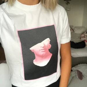 T-shirt från NAKD - Vit T-shirt med tryck från NAKD. Asball men kommer inte till användning. Använd ett fåtal gånger, mycket bra skick.