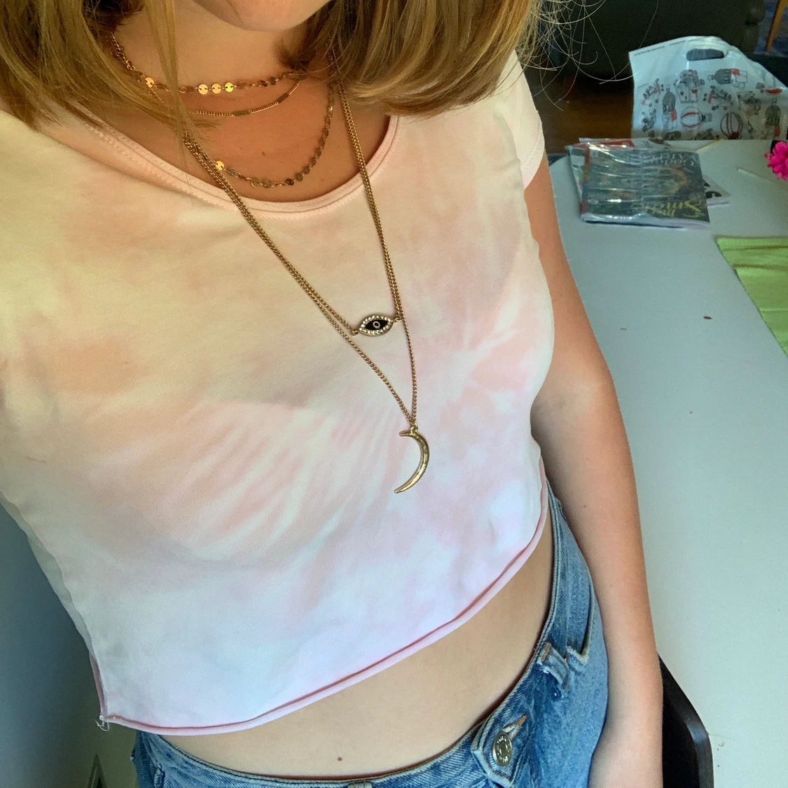 Croppad tie dye T-shirt  - 90