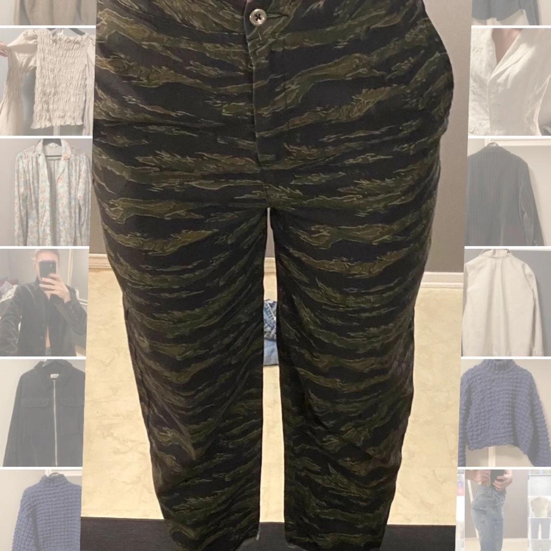 Högmidjade raka kamobyxor  - 90