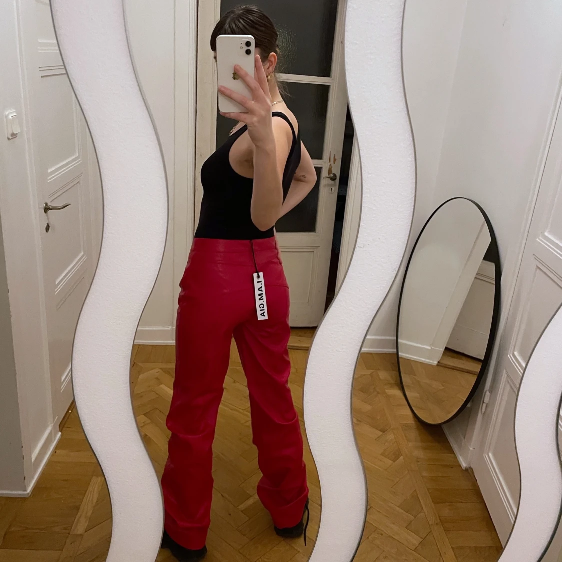 I AM G.I.A. RED LEATHER TROUSERS - 91