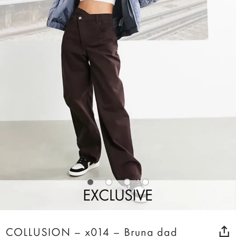 Collusion bruna dad jeans från ASOS, dom är helt slutsålda och säljer då de tyvärr är för stora på mig. De är helt oanvända och i perfekt skick. Inte säkert att jag säljer om det inte är värt det. Buda i kommentarerna eller skriv till mig🥰 HÖGSTA BUD 450kr. Jeans & Byxor.