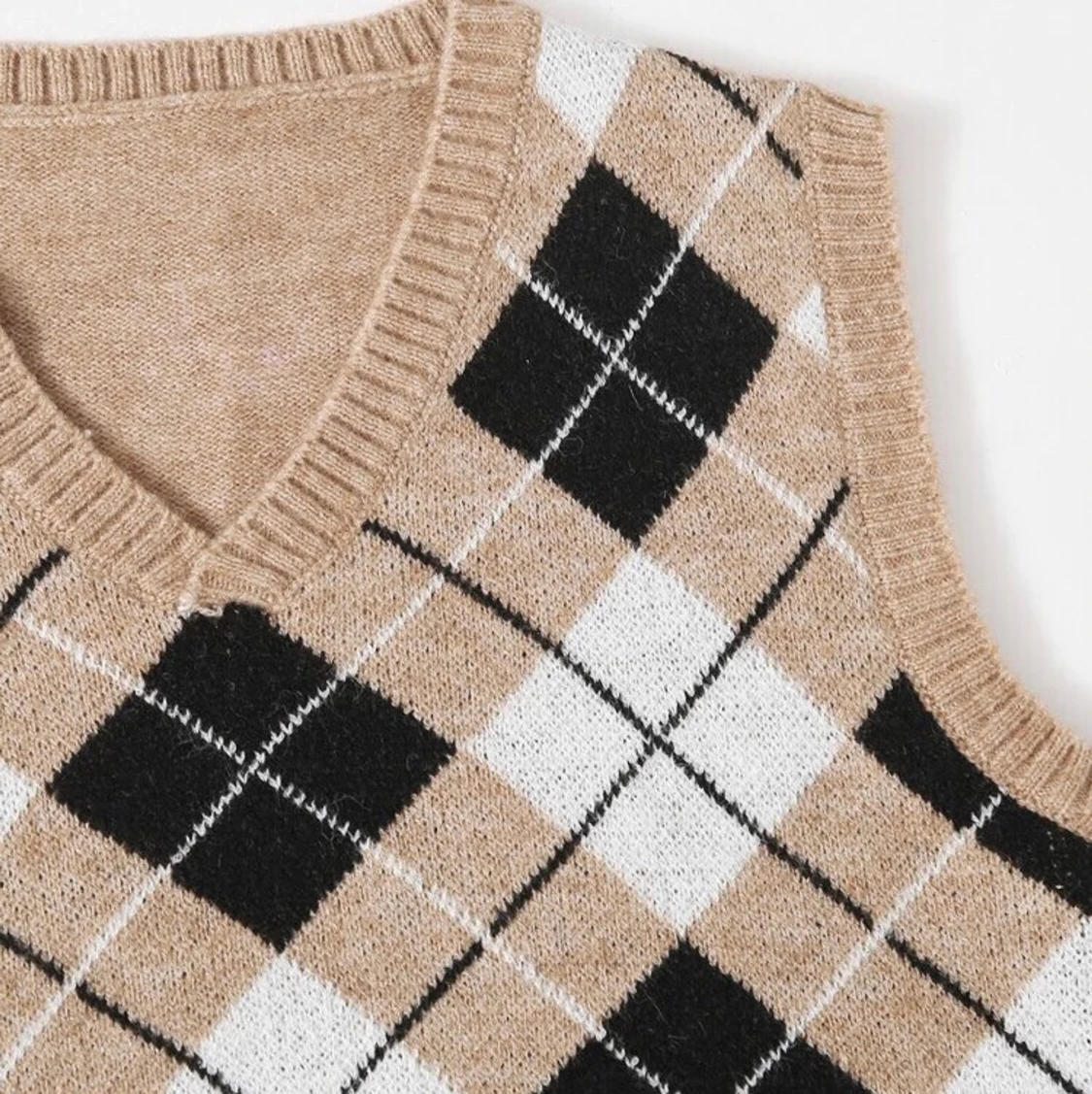 Beige rutig väst - 90