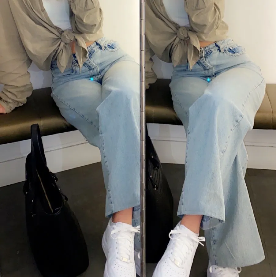 Säljer dessa supersnygga vida jeans från Gina Tricot i modellen Idun. De är uppsydda så de passar någon runt 165-170. Använda 2-3 gånger, därav i mycket bra skick. Nypris: 599 kr 💗 köparen står för spårbar frakt 63 kr. Jeans & Byxor.