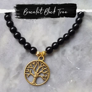 Armband Black Tree - Svart armband med berlock livets träd