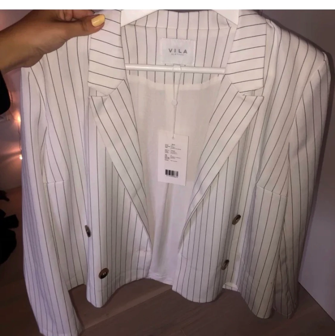 Vit/svart randig blazer