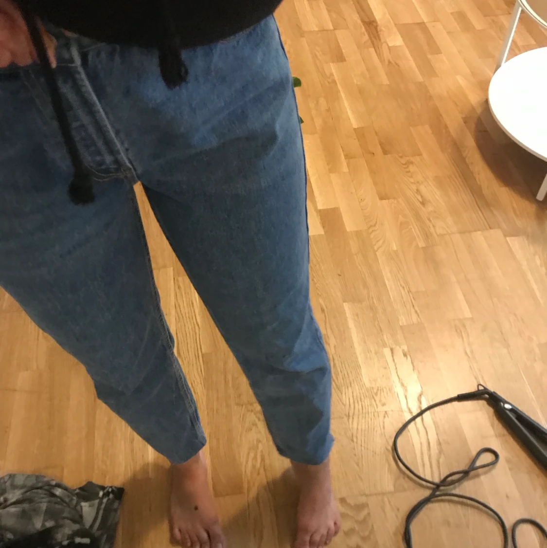 Blå Mom Jeans. Hög midja. S!  - 91