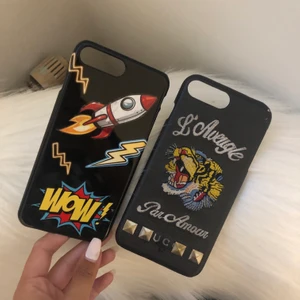 iPhone 8 plus - Två jättecoola skal, är till iPhone 8 Plus men passar 6+ o 7+ också om ja nt har helt fel!!🦋 limmat dit nitarna o ena har ramlat av! 100 kr styck💕