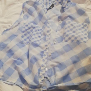 Blus  - En vit blå rutig blus