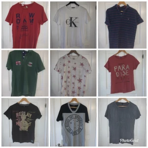Märkes T-shirts  - Diverse T-shirt i märkena; Tommy hillfiger, replay, diesel, G-Star, Calvin clein mm. De är i storlek small/medium (herr), fråga vid intresse! Paketpris 500kr+frakt