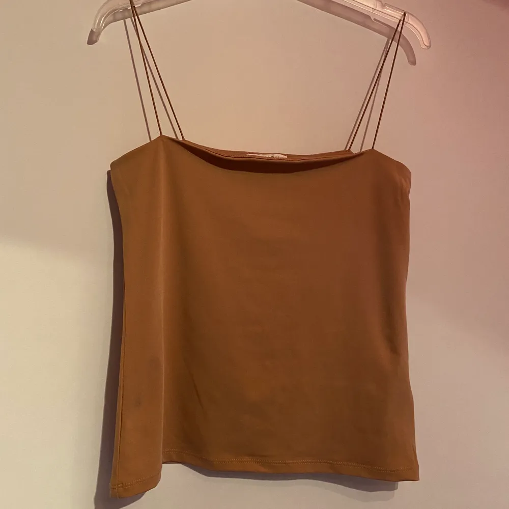 Ett brunt/ nude silkes linne i strl S🤎 färgen syns bäst på sista bilden *oanvänt* frakt betalas av köparen📦. Toppar.