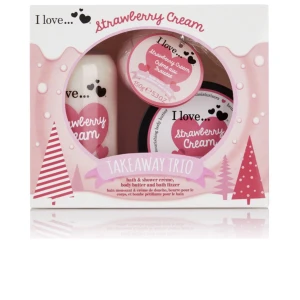  - Ett set som innehåller Bath & Shower Cream 500 ml, Body Butter 200 ml och en badbomb 150g, alla i doften Strawberry Cream Nytt