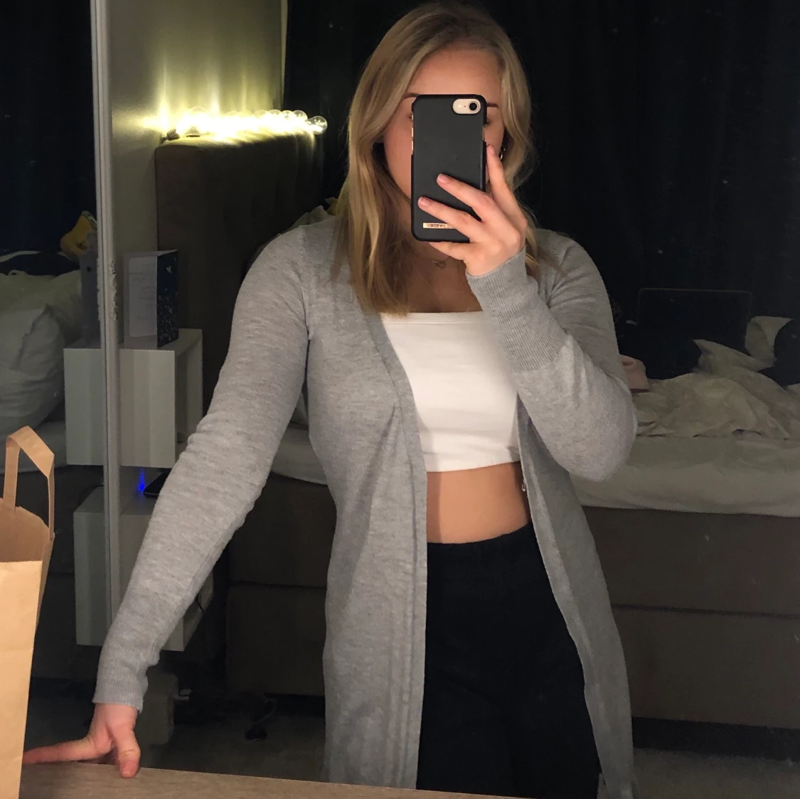 Längre grå kofta - 90