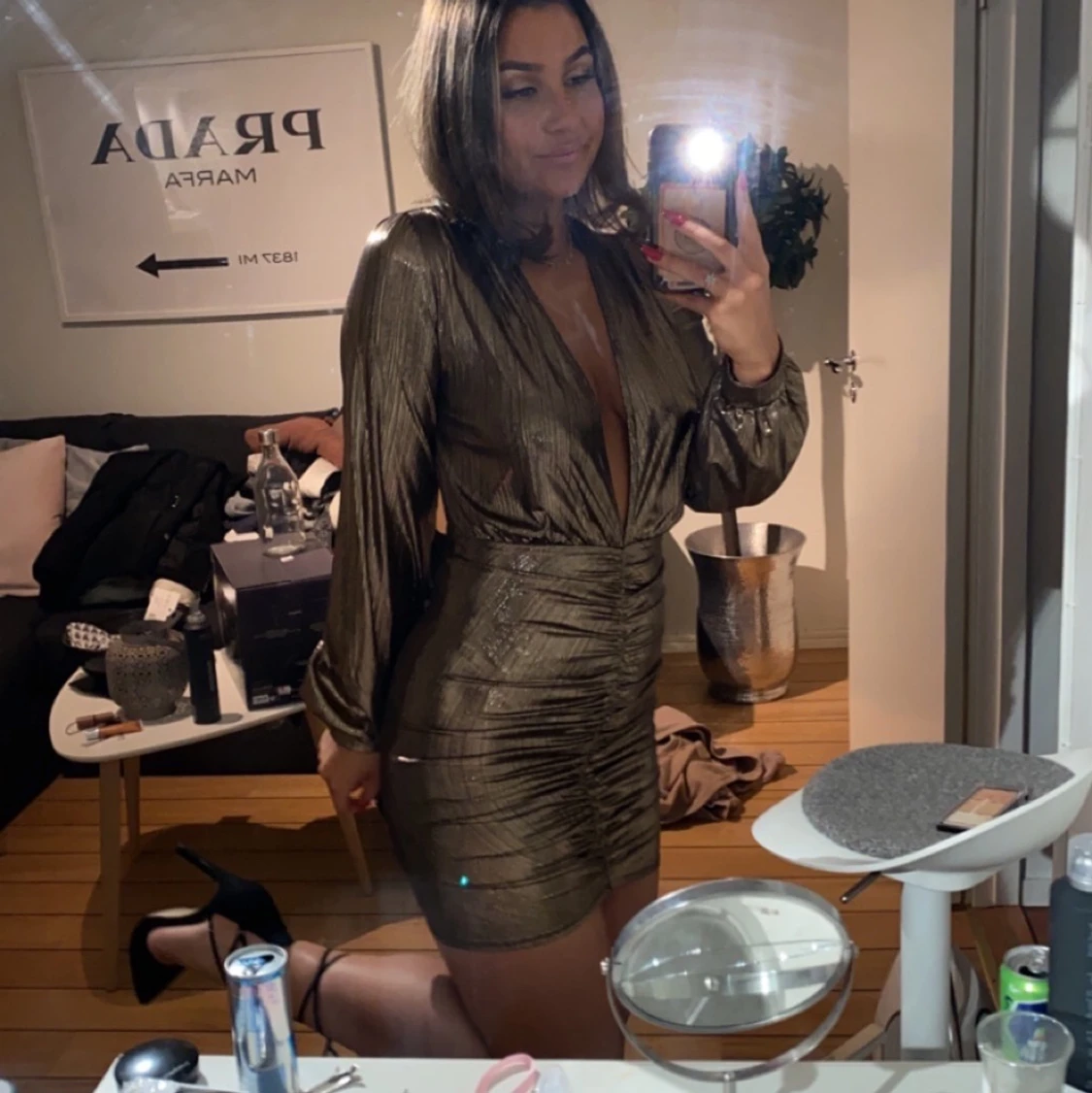 Nelly Bronz/guld klänning st. XS