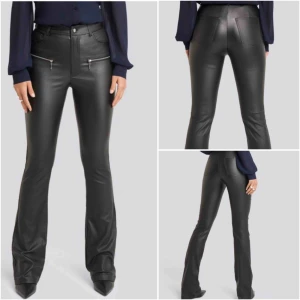  - ett par skitsnygga ”waxed bootcut pant svart” från NA-KD, lappen är kvar som man ser på bild 2, alltså är dem aldrig använda, endast testade :)  (ordinarie pris 599kr) köparen står för frakten!